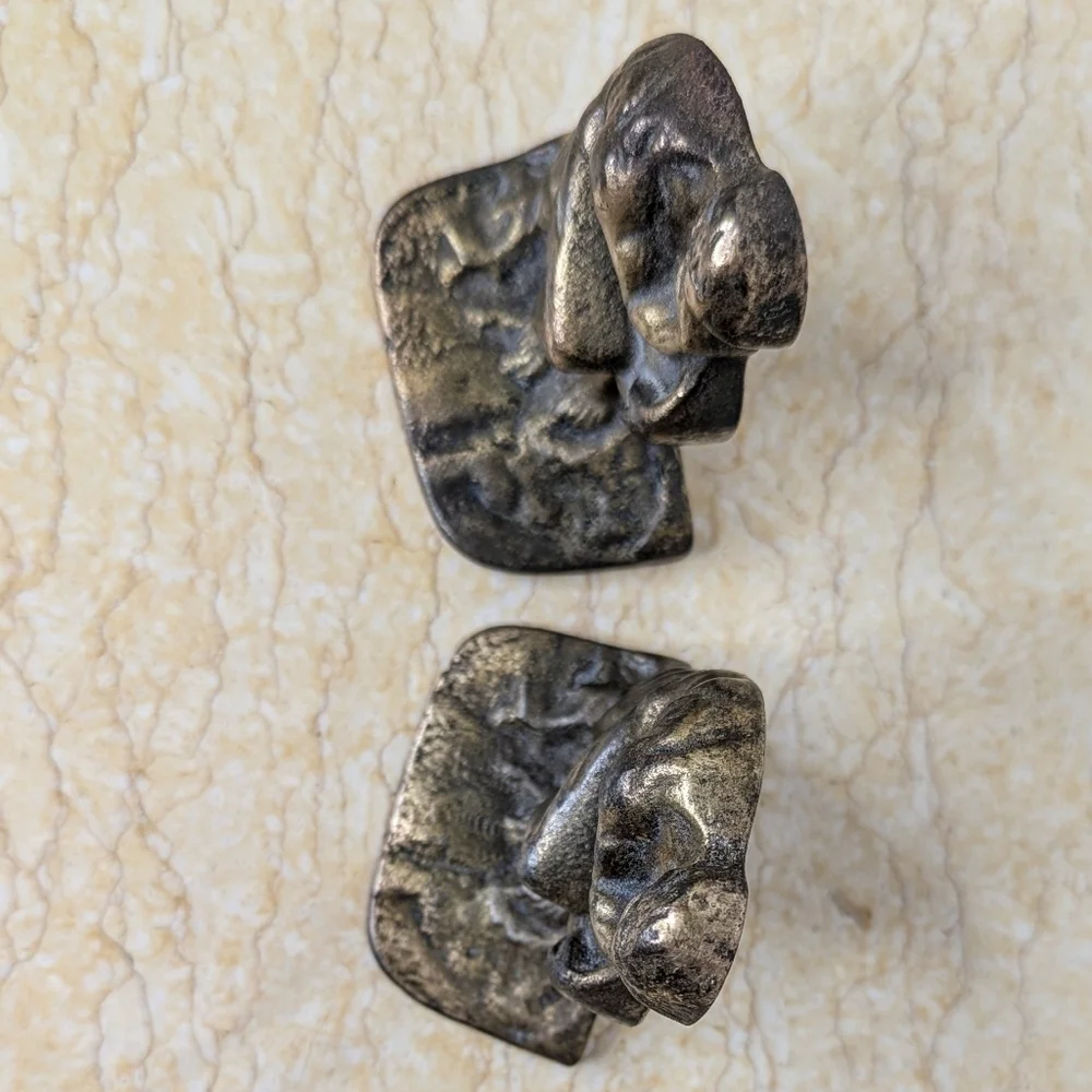 Vintage Brass The Thinker By Rodin Metal Sculpture Bookends Art Deco Old World